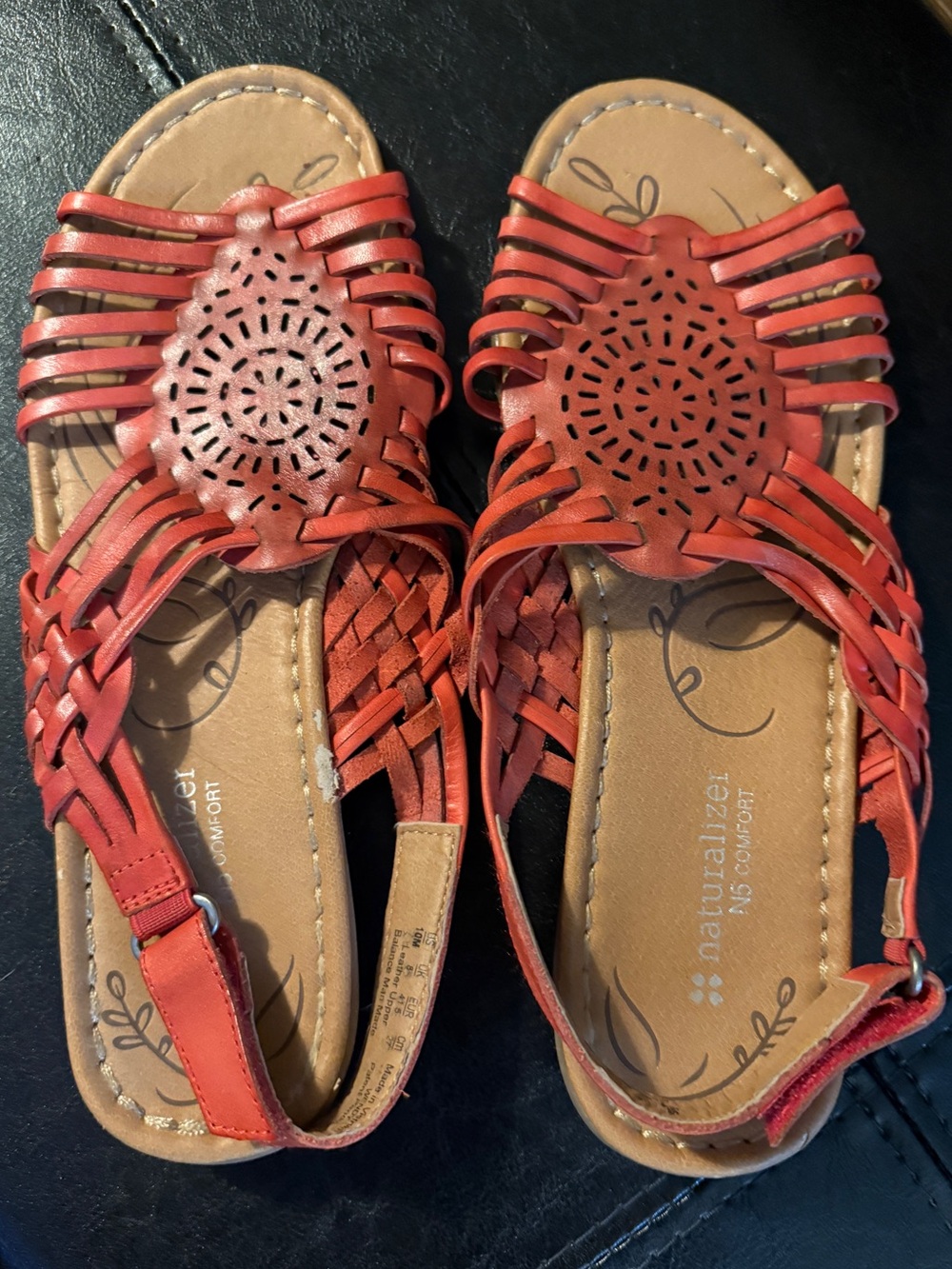 Naturalizer Red Woven Leather Slingback Sandals